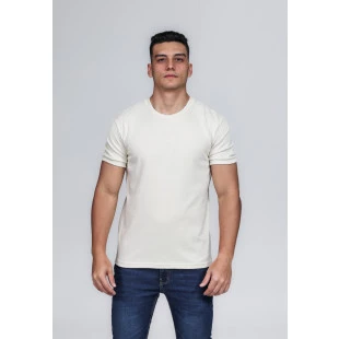CAMISETA MASCULINA GOLA CARECA 100% ALGODÃO AREIA BARCELONA